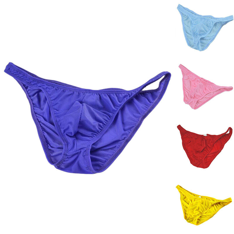 Men's  Underwear Translucent Ice Silk Low Waist Briefs Mini Bikini