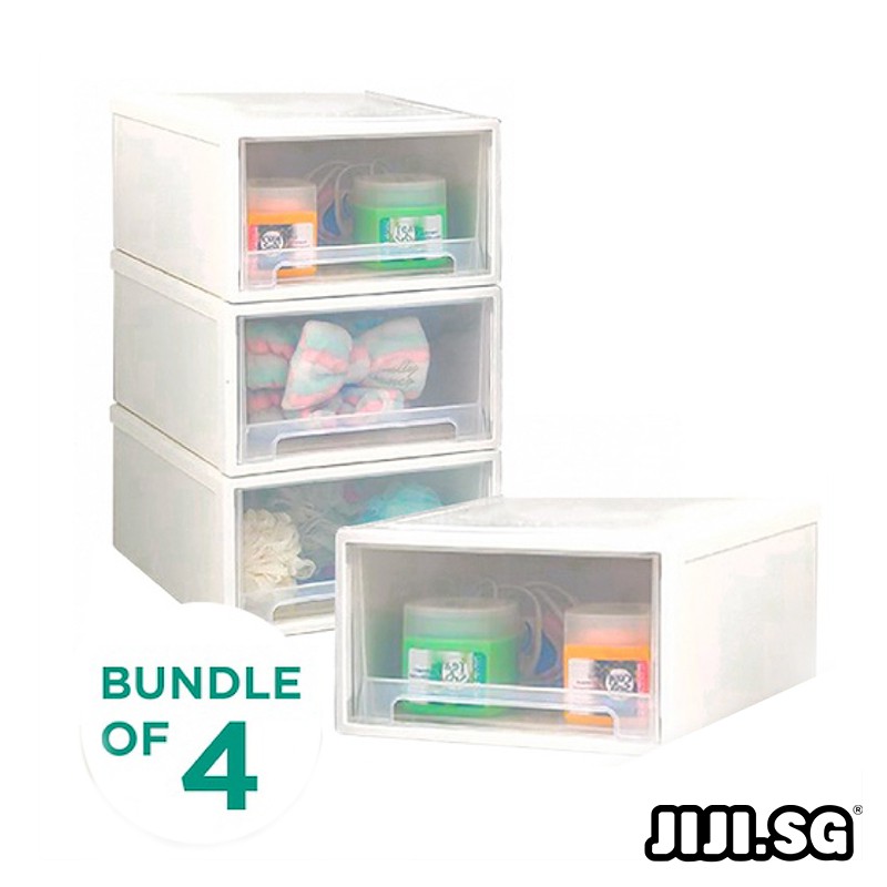 (JIJI.SG) Bundle Promo of 4: Samla White Stackable Chest Drawers - Storage Box / jt