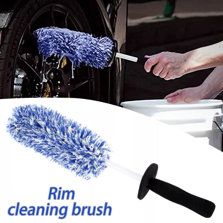 Car Wheel Hub Cleaning Brush Soft Fiber Car Rim Brushes Car Tire Cleaning Brush Long Handle