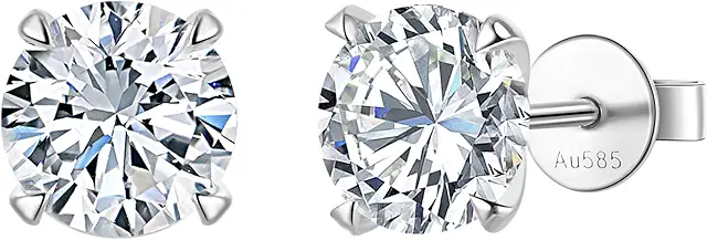 0.5 to 2 Carat IGI Certified LAB Grown Diamond Stud Earrings for Women, 14k White Gold Stud Earrings for Her, D-F Color